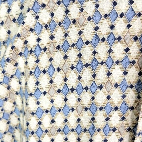 PIERRE CARDIN Diamond Pattern Blue‎ and Tan Casual Shirt Medium - Picture 4 of 7